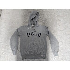 VINTAGE Polo Ralph Lauren Hoodie Gray POLO Spellout Pullover Mens S